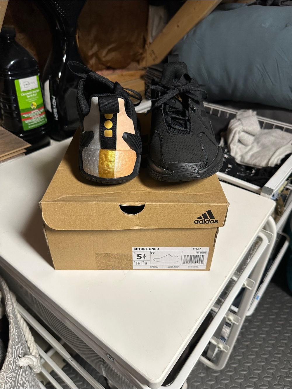 adidas Kids Black and Gold Accent Sneakers